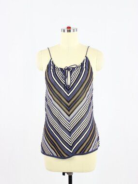 ESCADA SPORT Multi Chevron Striped 100% Silk Knit Tank Top, Size 38/M